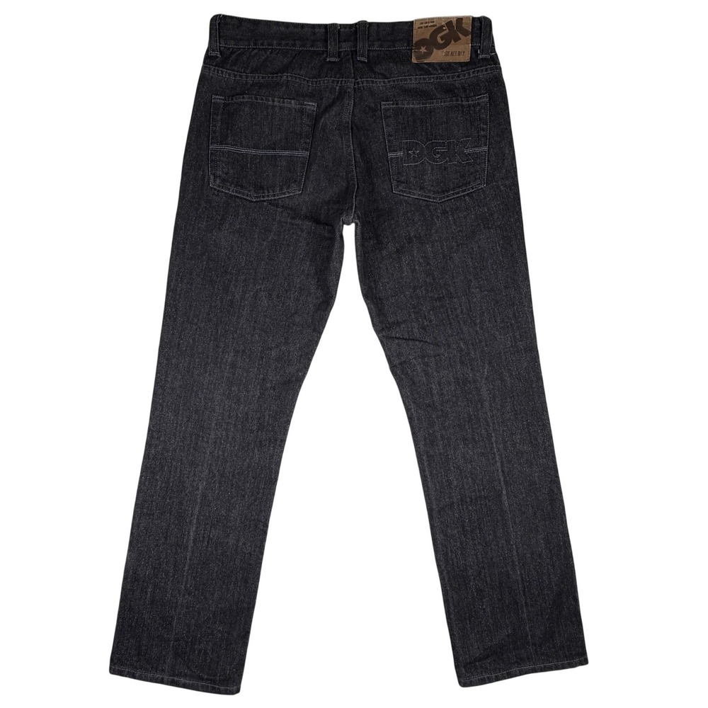 DGK Never Wash Raw Denim Straight Jeans Mens 34x30 Dark Wash Black Skateboarding